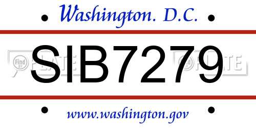 SIB7279 District Of Columbia License Plate