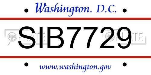 SIB7729 District Of Columbia License Plate