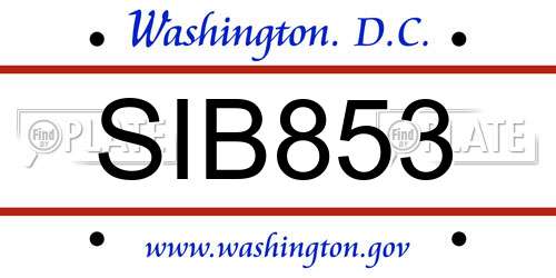 SIB853 District Of Columbia License Plate