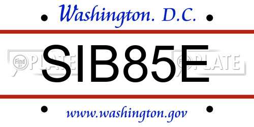SIB85E District Of Columbia License Plate