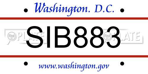 SIB883 District Of Columbia License Plate