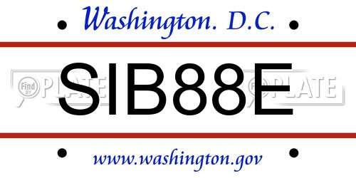 SIB88E District Of Columbia License Plate