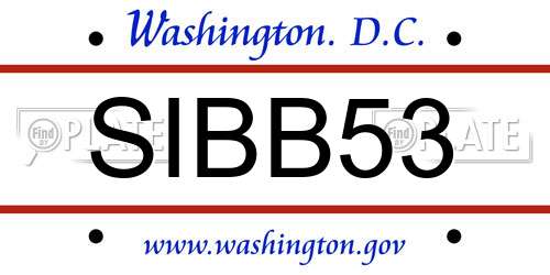 SIBB53 District Of Columbia License Plate