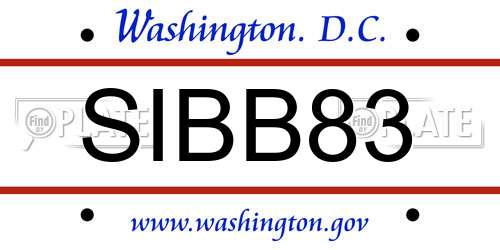 SIBB83 District Of Columbia License Plate