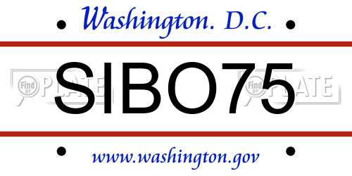 SIBO75 District Of Columbia License Plate