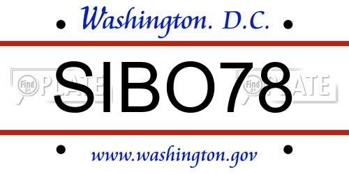 SIBO78 District Of Columbia License Plate
