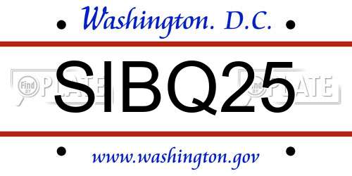 SIBQ25 District Of Columbia License Plate