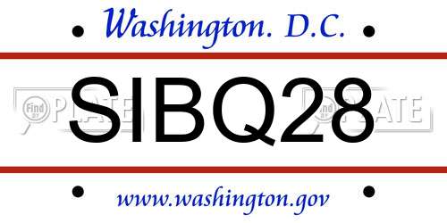 SIBQ28 District Of Columbia License Plate