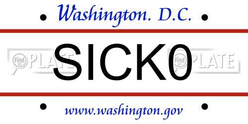 SICK0 District Of Columbia License Plate