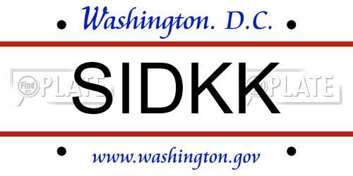 SIDKK District Of Columbia License Plate