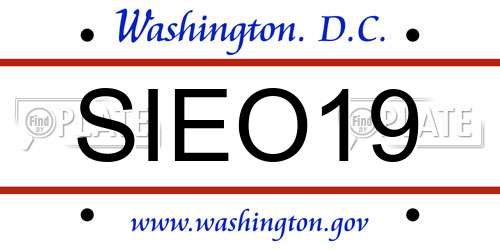 SIEO19 District Of Columbia License Plate