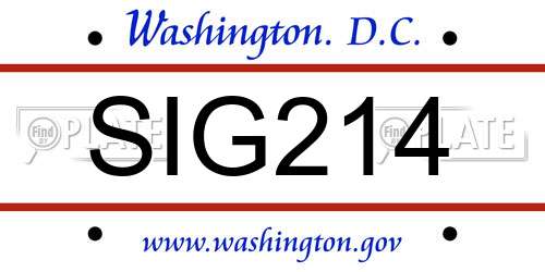 SIG214 District Of Columbia License Plate