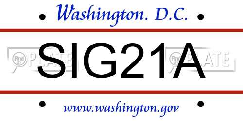 SIG21A District Of Columbia License Plate