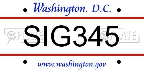 SIG345 District Of Columbia License Plate