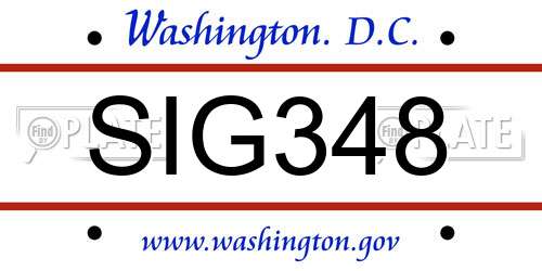 SIG348 District Of Columbia License Plate