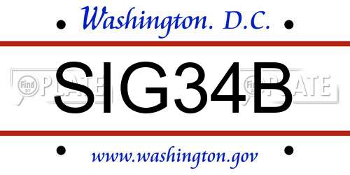 SIG34B District Of Columbia License Plate