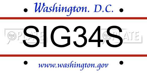 SIG34S District Of Columbia License Plate