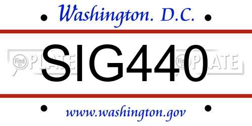 SIG440 District Of Columbia License Plate