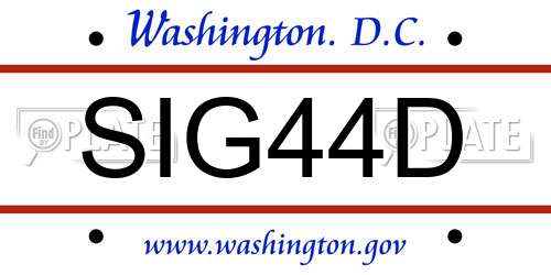 SIG44D District Of Columbia License Plate