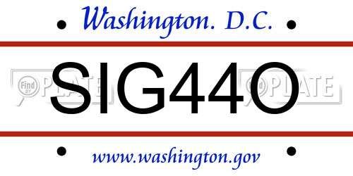 SIG44O District Of Columbia License Plate