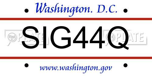 SIG44Q District Of Columbia License Plate