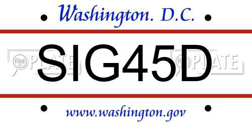 SIG45D District Of Columbia License Plate