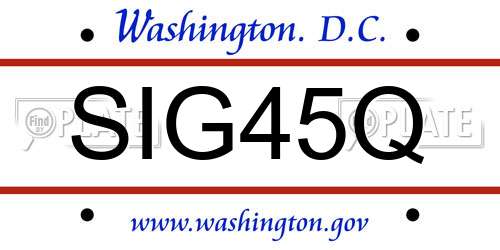 SIG45Q District Of Columbia License Plate