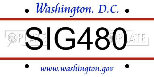 SIG480 District Of Columbia License Plate