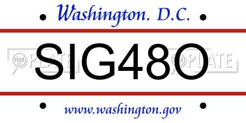 SIG48O District Of Columbia License Plate