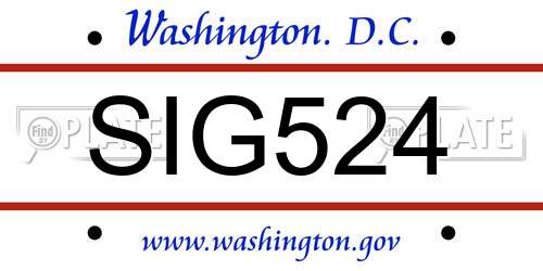 SIG524 District Of Columbia License Plate
