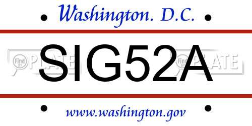 SIG52A District Of Columbia License Plate