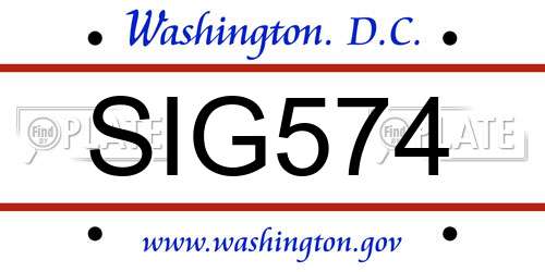 SIG574 District Of Columbia License Plate