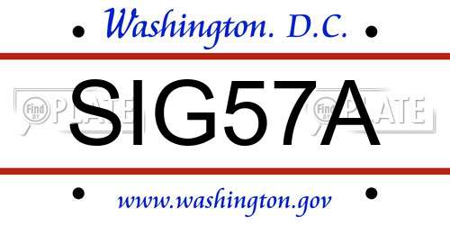 SIG57A District Of Columbia License Plate