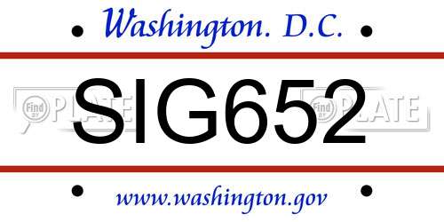 SIG652 District Of Columbia License Plate
