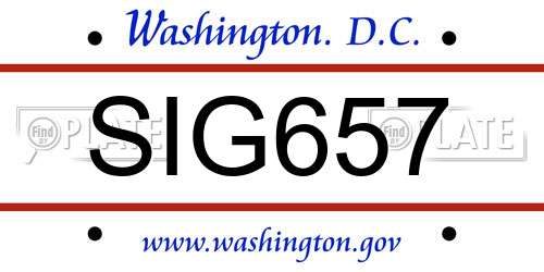 SIG657 District Of Columbia License Plate