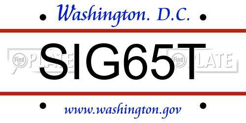 SIG65T District Of Columbia License Plate