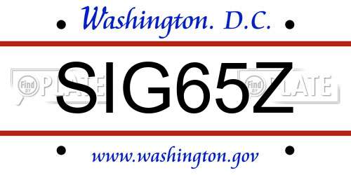 SIG65Z District Of Columbia License Plate