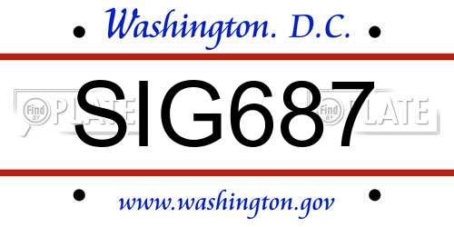 SIG687 District Of Columbia License Plate