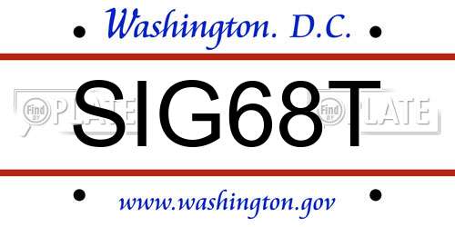 SIG68T District Of Columbia License Plate
