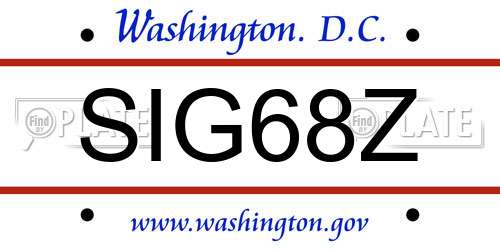 SIG68Z District Of Columbia License Plate
