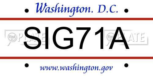 SIG71A District Of Columbia License Plate