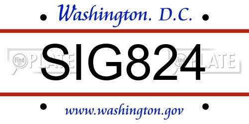 SIG824 District Of Columbia License Plate