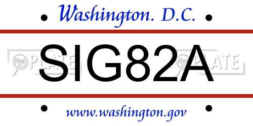 SIG82A District Of Columbia License Plate