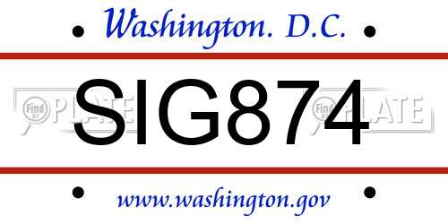 SIG874 District Of Columbia License Plate