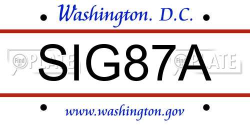 SIG87A District Of Columbia License Plate