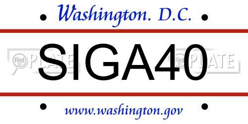 SIGA40 District Of Columbia License Plate