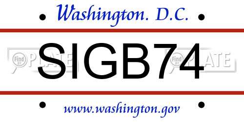 SIGB74 District Of Columbia License Plate
