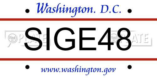 SIGE48 District Of Columbia License Plate