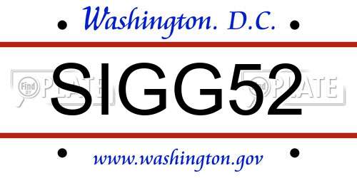 SIGG52 District Of Columbia License Plate