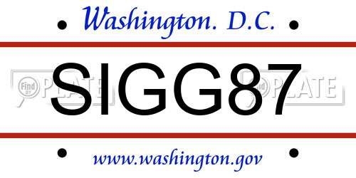 SIGG87 District Of Columbia License Plate